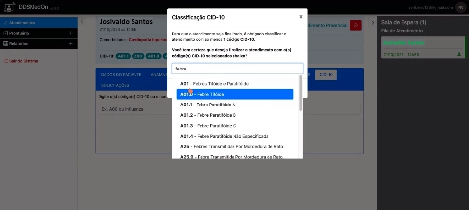 Lista de classificação CID 10 disponível